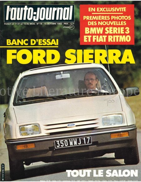 1982 L'AUTO-JOURNAL MAGAZIN 18 FRANZÖSISCH