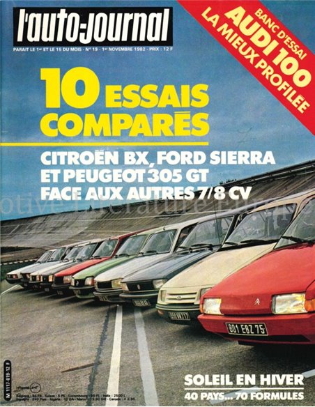 1982 L'AUTO-JOURNAL MAGAZIN 19 FRANZÖSISCH