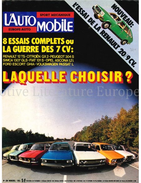 1975 L'AUTOMOBILE MAGAZIN 354 FRANZÖSISCH