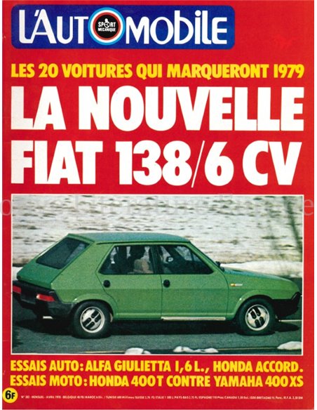 1978 L'AUTOMOBILE MAGAZIN 382 FRANZÖSISCH