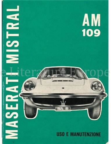 1965 MASERATI MISTRAL OWNERS MANUAL ITALIAN