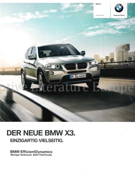 2011 BMW X3 BROCHURE DUITS