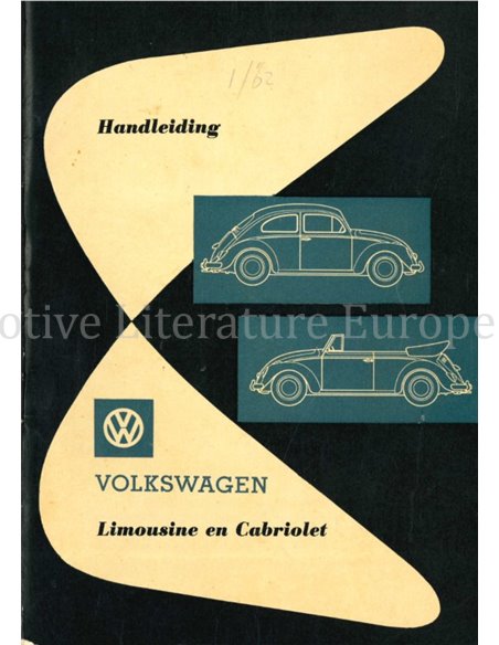 1962 VOLKSWAGEN BEETLE 1200 OWNERS MANUAL DUTCH