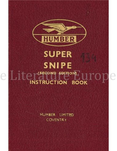 1939 HUMBER SUPER SNIPE BETRIEBSANLEITUNG ENGLISCH