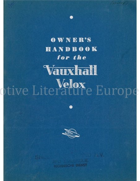 1948 VAUXHALL VELOX BETRIEBSANLEITUNG ENGLISCH