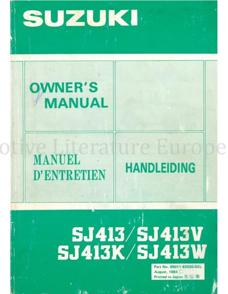1984 SUZUKI SAMURAI INSTRUCTIEBOEKJE