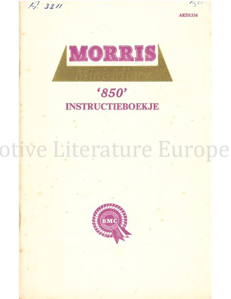 1960 MORRIS 850 OWNERS MANUAL DUTCH