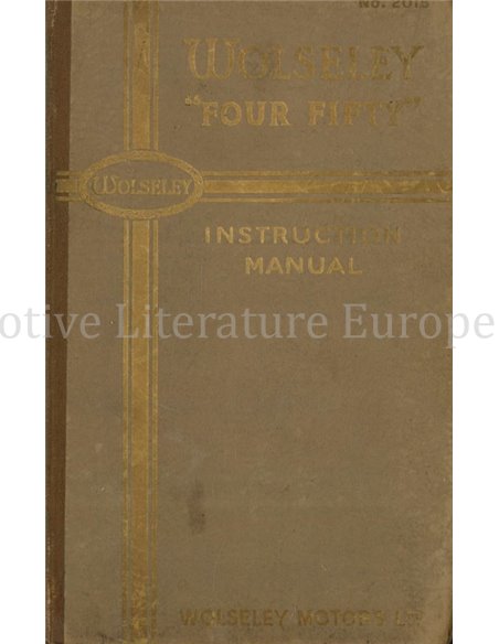 1953 WOLSELEY FOUR FIFTY OWNERS MANUAL ENGLISH