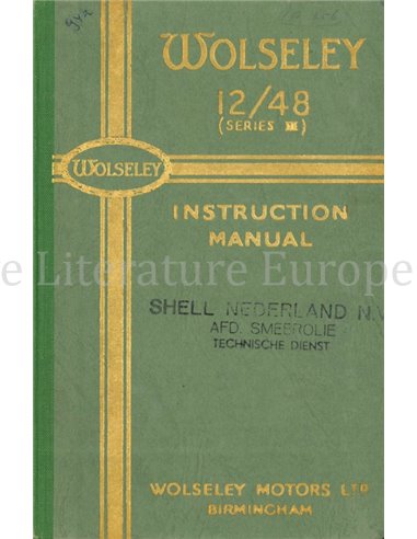 1946 WOLSELEY 12 48 BETRIEBSANLEITUNG ENGLISCH