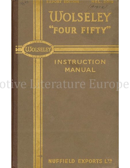 1949 WOLSELEY FOUR FIFTY OWNERS MANUAL ENGLISH