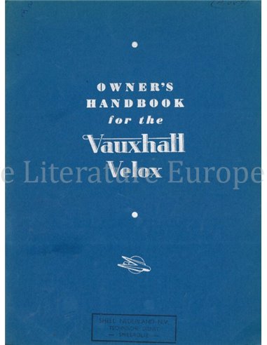 1950 VAUXHALL VELOX BETRIEBSANLEITUNG ENGLISCH