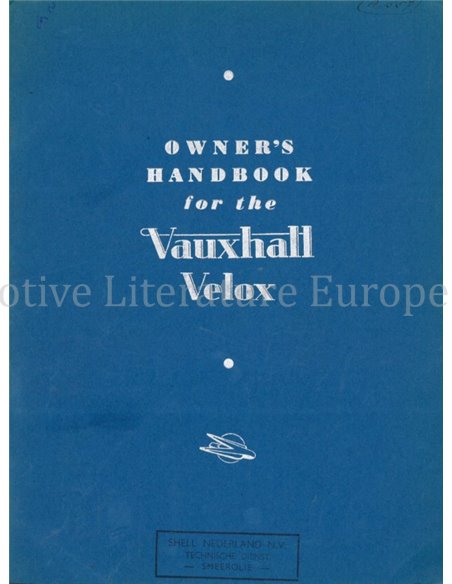 1950 VAUXHALL VELOX BETRIEBSANLEITUNG ENGLISCH