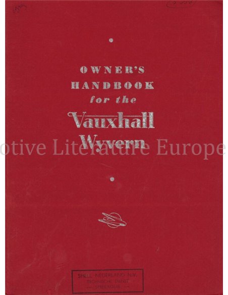 1950 VAUXHALL WYVERN INSTRUCTIEBOEKJE ENGELS