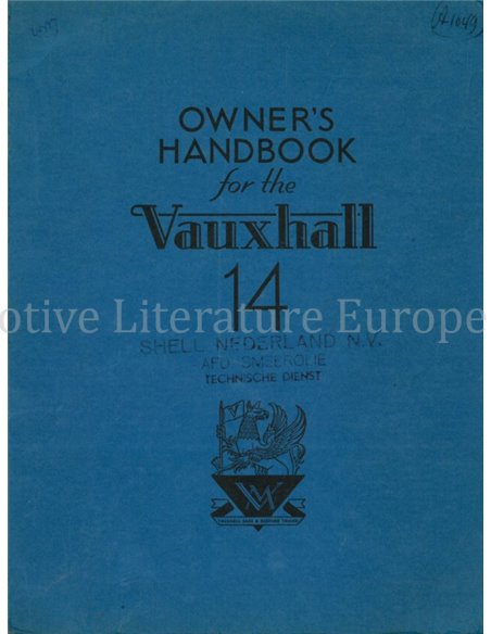 1947 VAUXHALL 14 OWNERS MANUAL ENGLISH