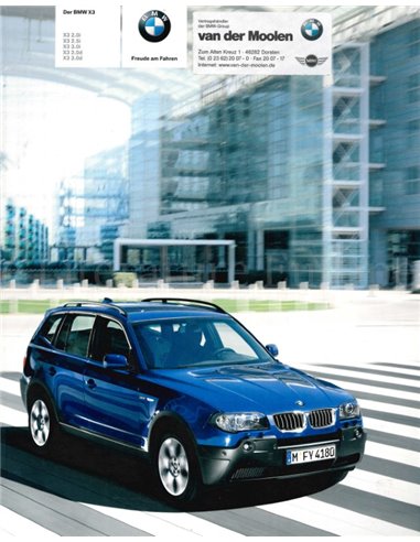 2005 BMW X3 BROCHURE DUITS