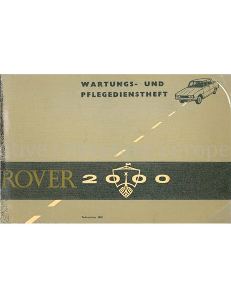 1963 ROVER 2000 BETRIEBSANLEITUNG DEUTSCH