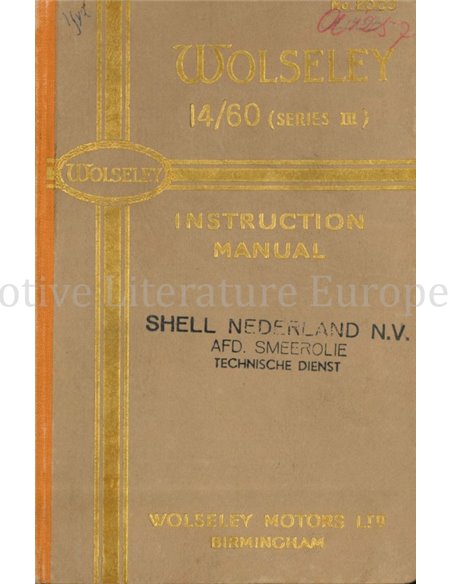 1948 WOLSELEY 14 60 INSTRUCTIEBOEKJE ENGELS