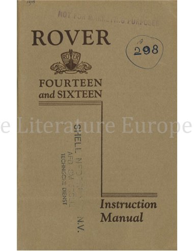 1946 ROVER 14 16 BETRIEBSANLEITUNG ENGLISCH