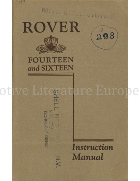 1946 ROVER 14 16 INSTRUCTIEBOEKJE ENGELS