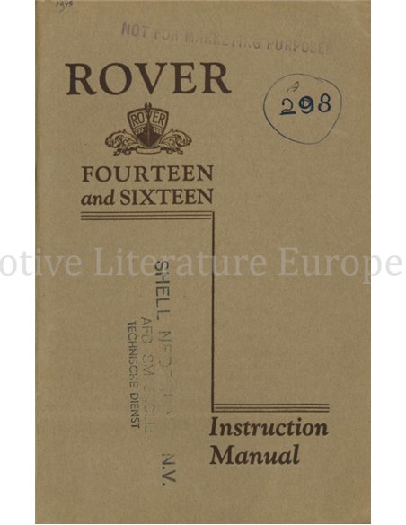 1946 ROVER 14 16 OWNERS MANUAL ENGLISH