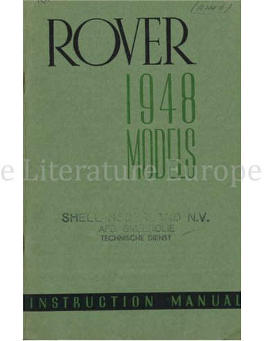 1948 ROVER MODELS INSTRUCTIEBOEKJE ENGELS
