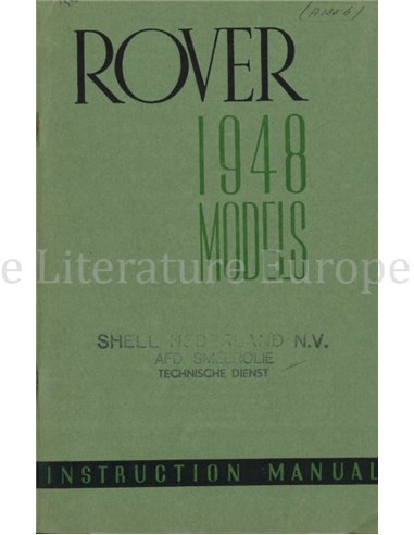 1948 ROVER MODELS INSTRUCTIEBOEKJE ENGELS