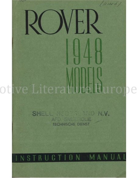 1948 ROVER MODELS INSTRUCTIEBOEKJE ENGELS