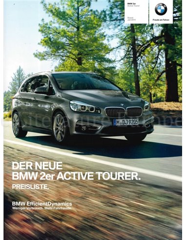 2014 BMW 2 SERIES ACTIVE TOURER PRICELIST BROCHURE GERMAN