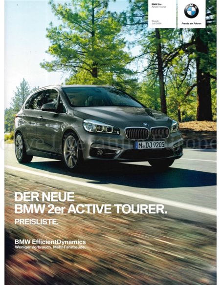 2014 BMW 2 SERIE ACTIVE TOURER PRIJSLIJST BROCHURE DUITS
