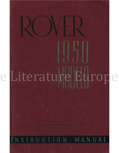 1950 ROVER MODELS BETRIEBSANLEITUNG ENGLISCH