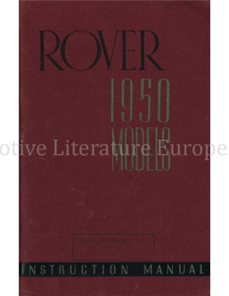 1950 ROVER MODELS BETRIEBSANLEITUNG ENGLISCH