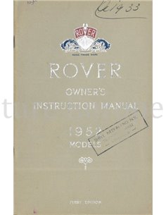 1952 ROVER MODELS BETRIEBSANLEITUNG ENGLISCH