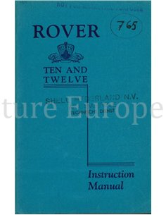 1946 ROVER 10 12 INSTRUCTIEBOEKJE ENGELS
