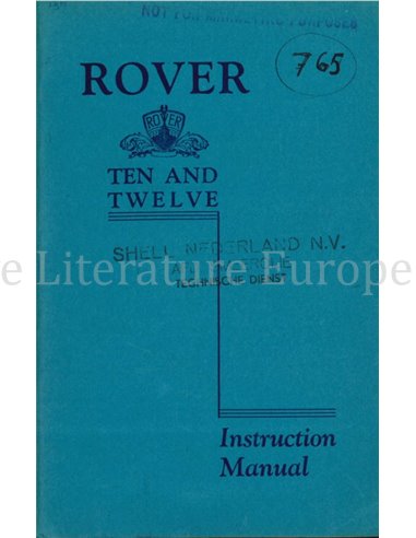 1946 ROVER 10 12 BETRIEBSANLEITUNG ENGLISCH