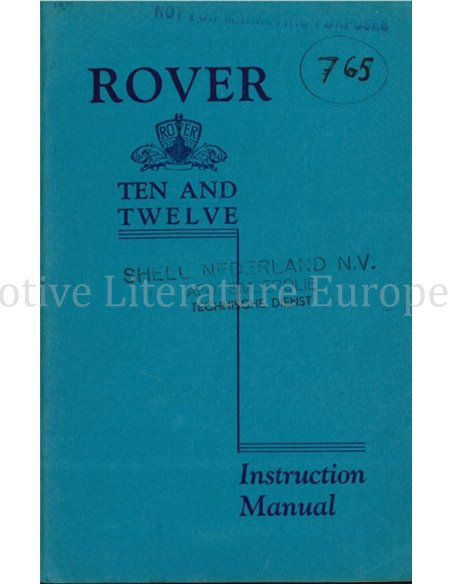 1946 ROVER 10 12 OWNERS MANUAL ENGLISH