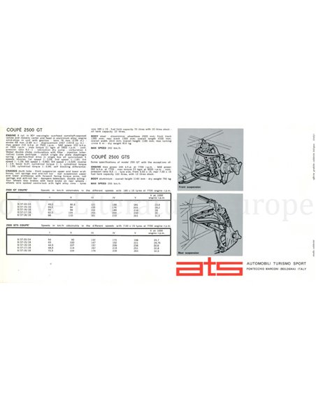 1963 ATS 2500 GT / GTS BROCHURE ENGELS