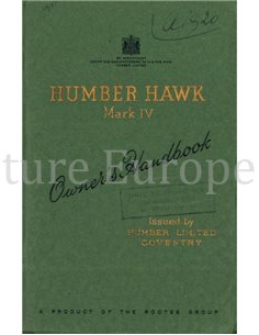 1952 HUMBER HAWK MARK IV BETRIEBSANLEITUNG ENGLISCH