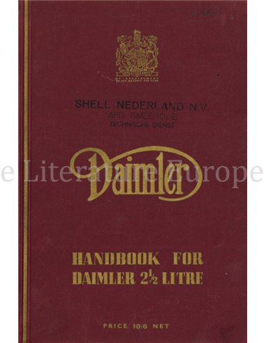 1948 DAIMLER 2½ LITRE OWNERS MANUAL ENGLISH