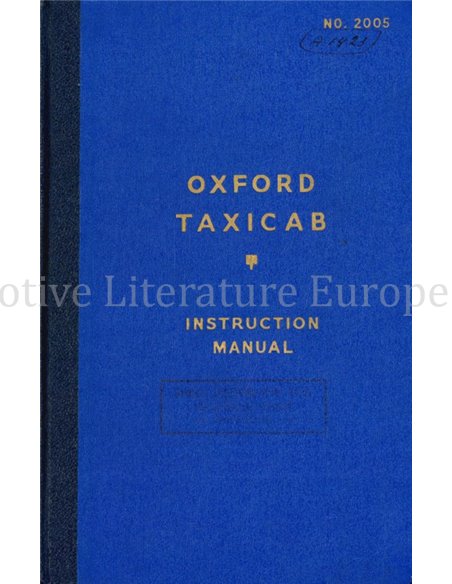 1949 OXFORD TAXICAB INSTRUCTIEBOEKJE ENGELS