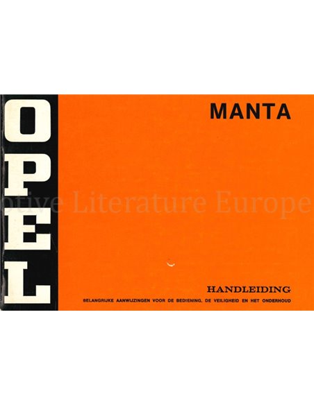 1974 OPEL MANTA OWNERS MANUAL DUTCH