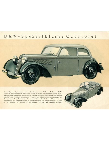 1937 DKW PROGRAMMA BROCHURE NEDERLANDS