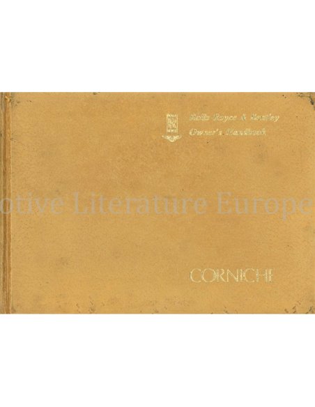 1976 ROLLS ROYCE / BENTLEY CORNICHE OWNERS MANUAL ENGLISH