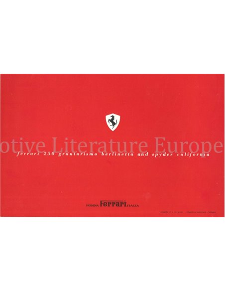 1959 FERRARI 250 GRANTURISMO BERLINETTA & SPYDER CALIFORNIA BROCHURE ENGLISH