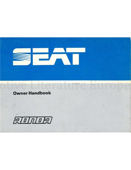 1983 SEAT RONDA OWNERS MANUAL ENGLISH