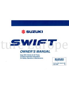 2005 SUZUKI SWIFT INSTRUCTIEBOEKJE ENGELS