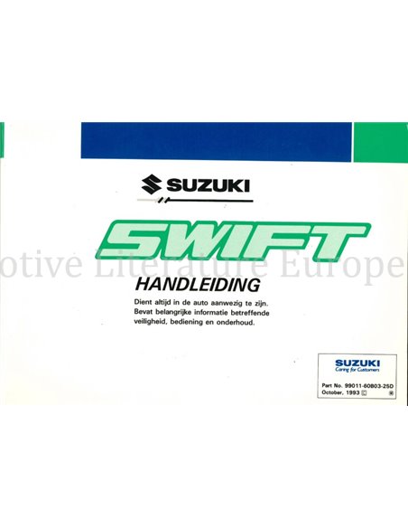 1993 SUZUKI SWIFT OWNERS MANUAL HANDBOOK DUTCH