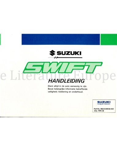 1994 SUZUKI SWIFT OWNERS MANUAL HANDBOOK DUTCH