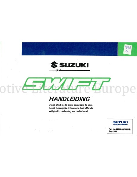 1996 SUZUKI SWIFT BETRIEBSANLEITUNG NIEDERLANDISCH