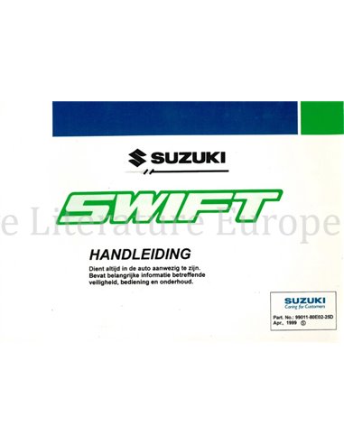 1999 SUZUKI SWIFT BETRIEBSANLEITUNG NIEDERLANDISCH