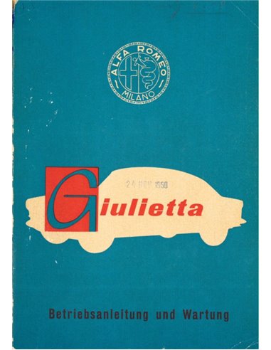 1958 ALFA ROMEO GIULIETTA OWNERS MANUAL GERMAN